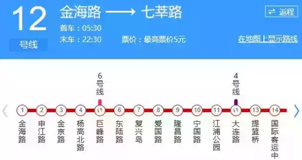 上海地铁12号线线路图最新版 截图